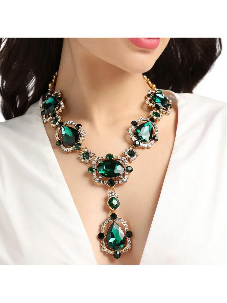 Колье SOHI Party Stone Statement Necklace — изображение 5 из 6, оттенок зеленый