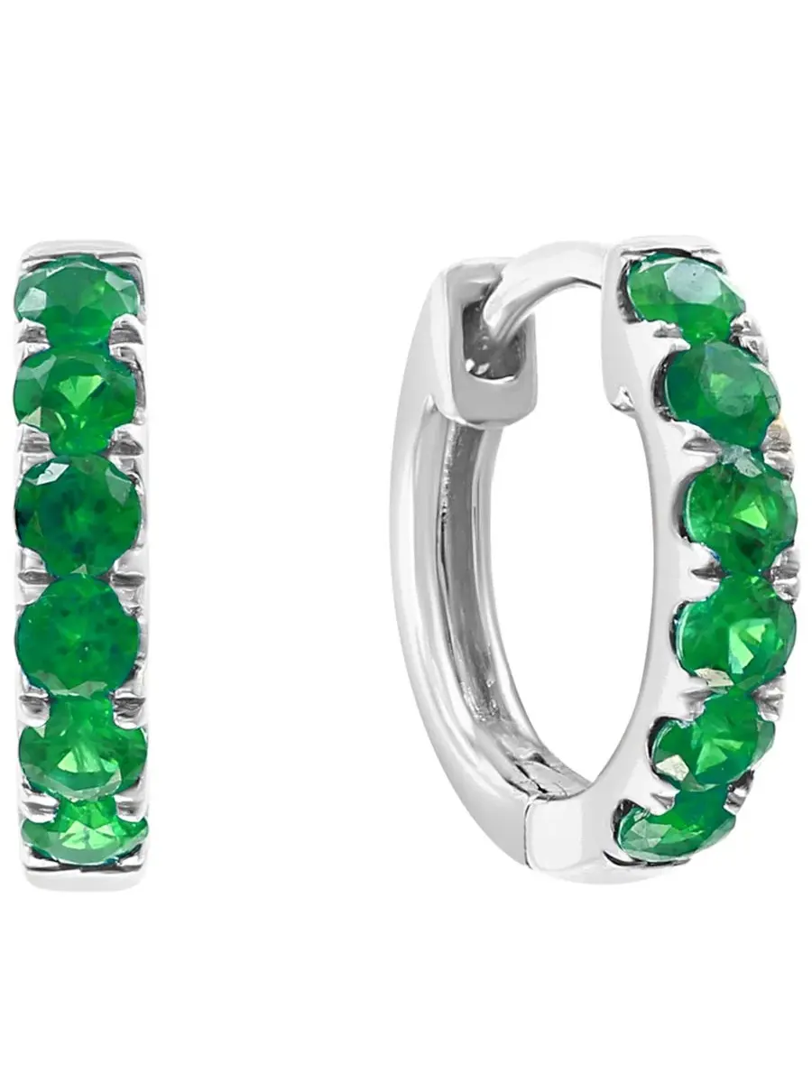 Серьги-пусеты с изумрудами, 14k белое золото EFFY Collection — изображение 1 из 3, оттенок золотистый
