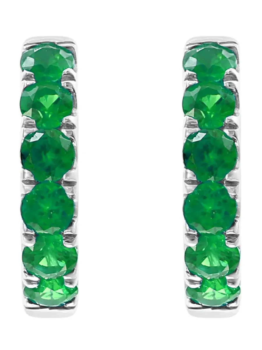 Серьги-пусеты с изумрудами, 14k белое золото EFFY Collection — изображение 3 из 3, оттенок золотистый