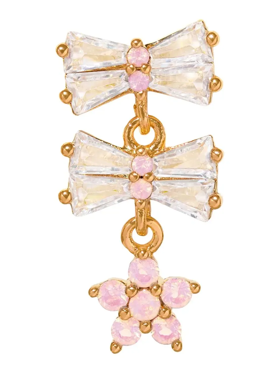 Серьги с подвеской-бантом и цветком Crystal Little Blushing Bows Girls Crew — изображение 2 из 3, оттенок золото