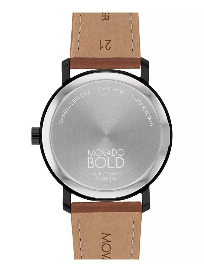 Мужские часы Bold Evolution 2.0 из швейцарской кварцевой коньячной кожи, 40 мм Movado — изображение 3 из 4