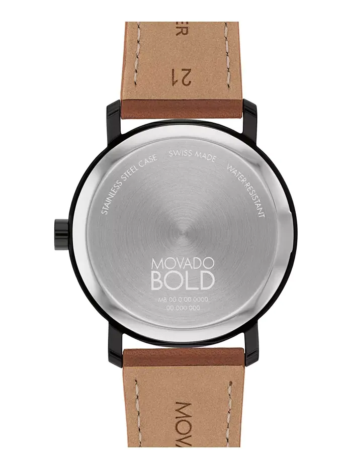 Мужские часы Bold Evolution 2.0 Swiss Quartz с кожаным ремешком цвета коньяк, 40 мм Movado — изображение 3 из 4