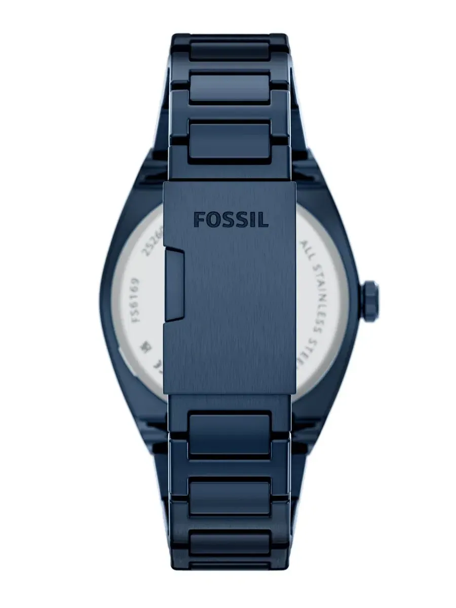Мужские часы Everett Three-Hand Navy из нержавеющей стали, 42 мм Fossil — изображение 2 из 6, оттенок синий