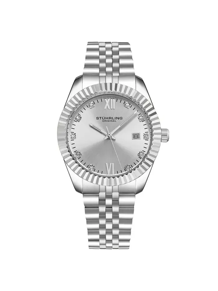 Женские часы Symphony Silver-tone из нержавеющей стали, круглый циферблат 45 мм — изображение 1 из 2, оттенок серебристый