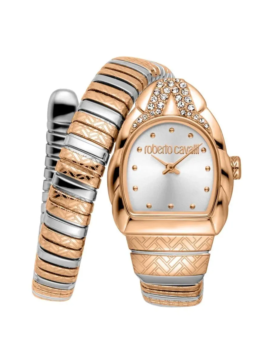 Женские часы Aurora Quartz с браслетом из стали Roberto Cavalli — розовый