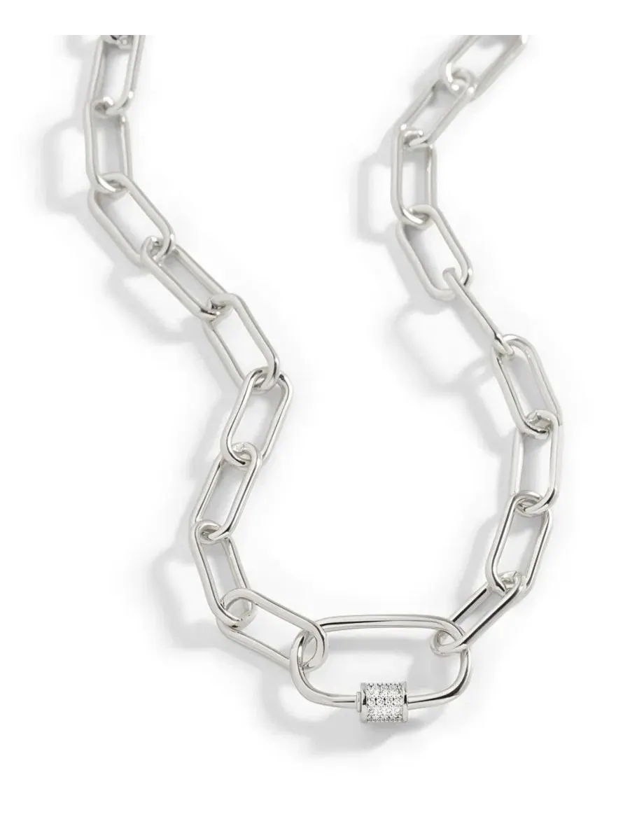 Колье с карабинным замком и цепочкой, модель Link Chain with Pave Carabiner Clasp Mint & Lily