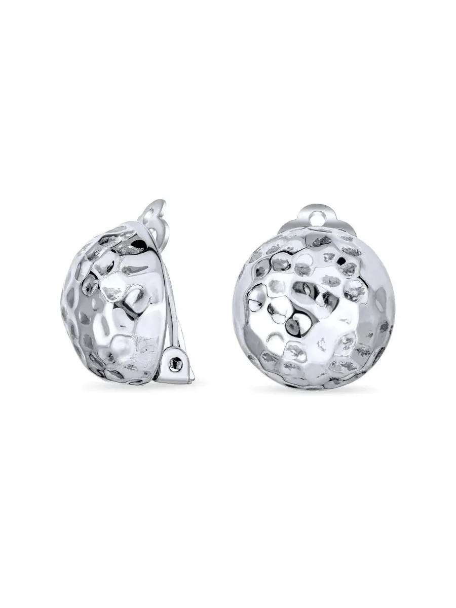 Серьги-клипсы с фактурным мячом для гольфа Bling Jewelry — изображение 1 из 4, оттенок серебряный