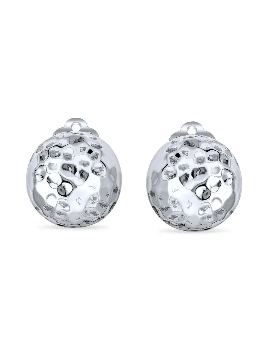 Серьги-клипсы с фактурным мячом для гольфа Bling Jewelry — изображение 3 из 4, оттенок серебряный