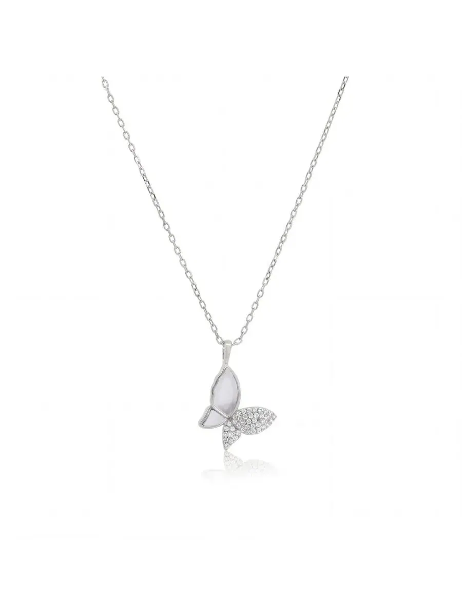 Кулон-бабочка с жемчугом Mother of Pearl CZ Butterfly The Lovery — изображение 1 из 3, оттенок перламутр