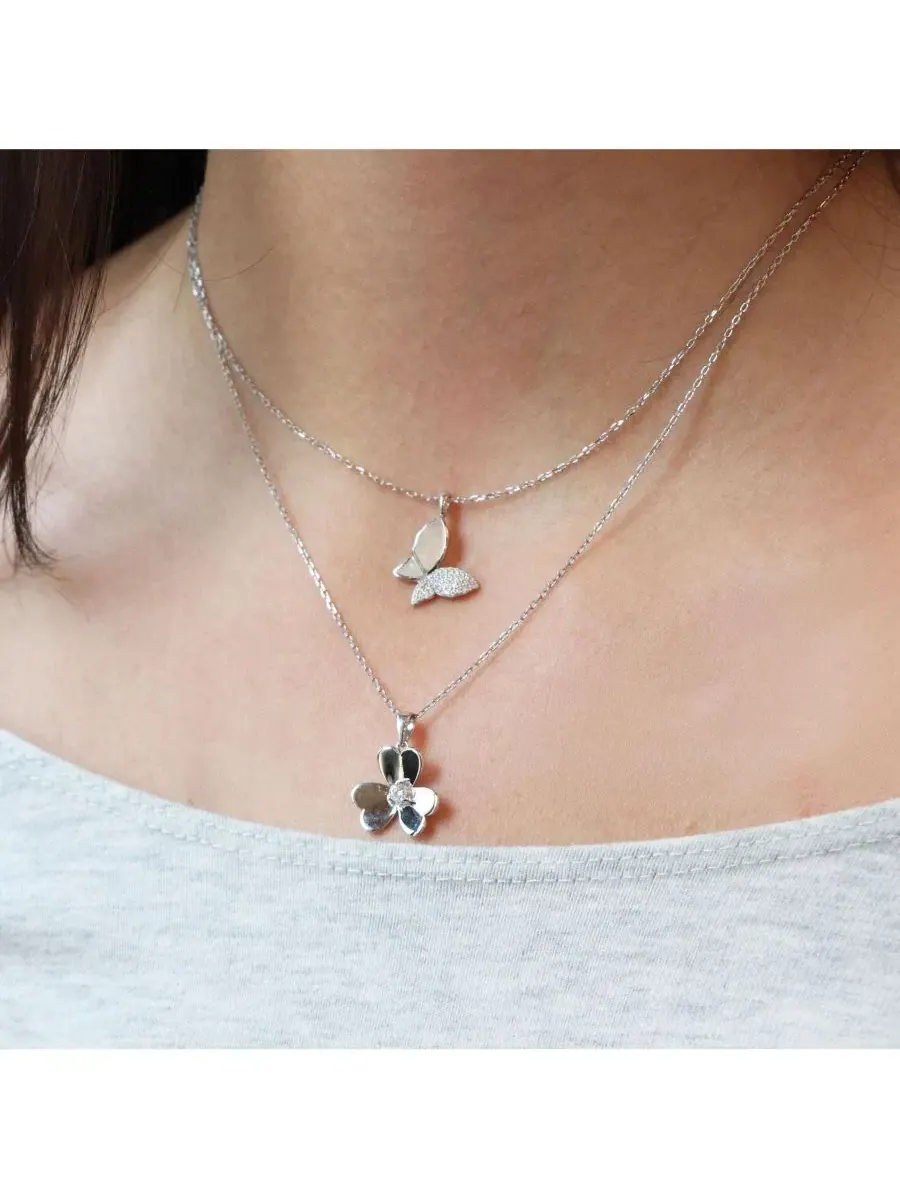 Кулон-бабочка с жемчугом Mother of Pearl CZ Butterfly The Lovery — изображение 2 из 3, оттенок перламутр