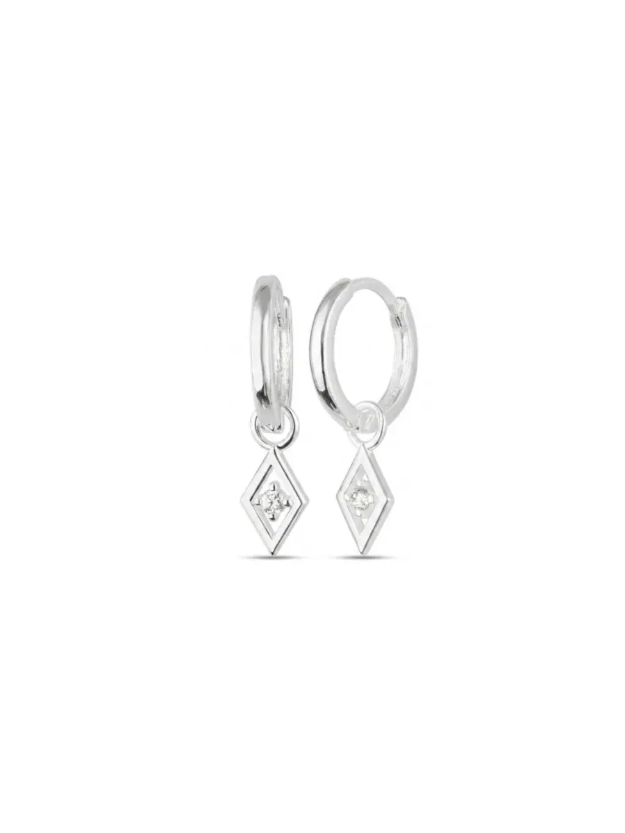 Серьги-подвески из стерлингового серебра с кристаллами, модель Rhombus Pave Spike Spero London — изображение 1 из 3