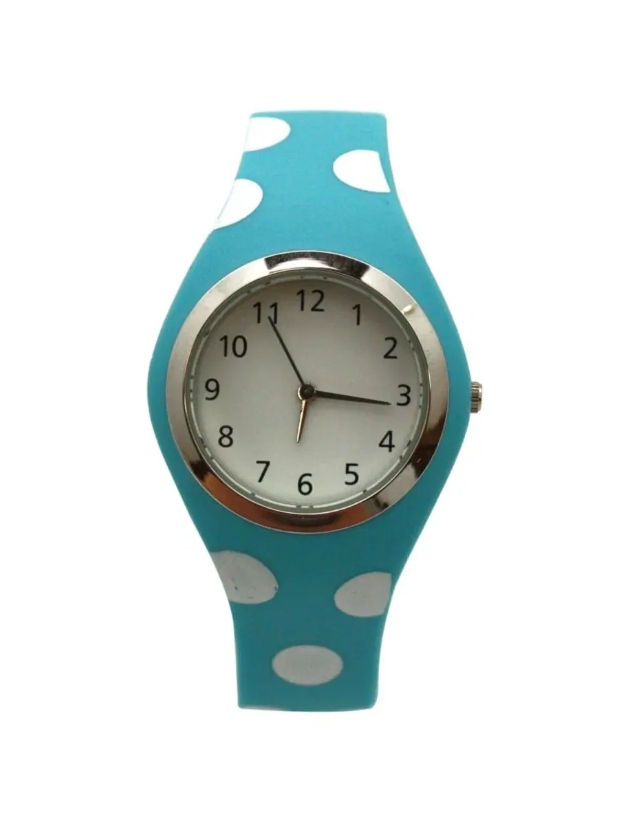 Женские часы с силиконовым ремешком в горошек Light Blue Polka Dots Olivia Pratt — изображение 1 из 4, оттенок светлый синий