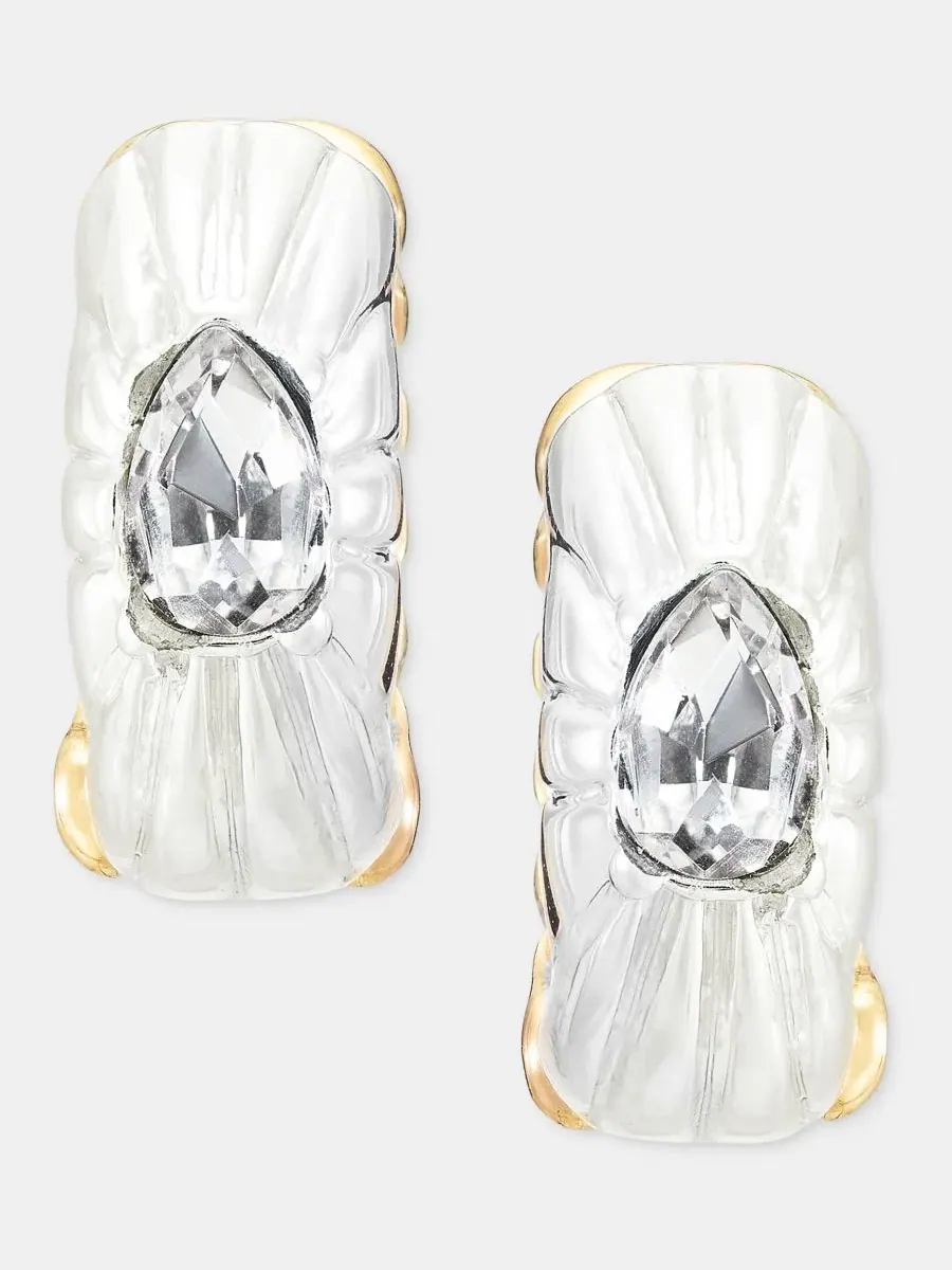 Серьги-кольца с кристаллами, 1,5 см Anne Klein — изображение 1 из 3, оттенок прозрачный