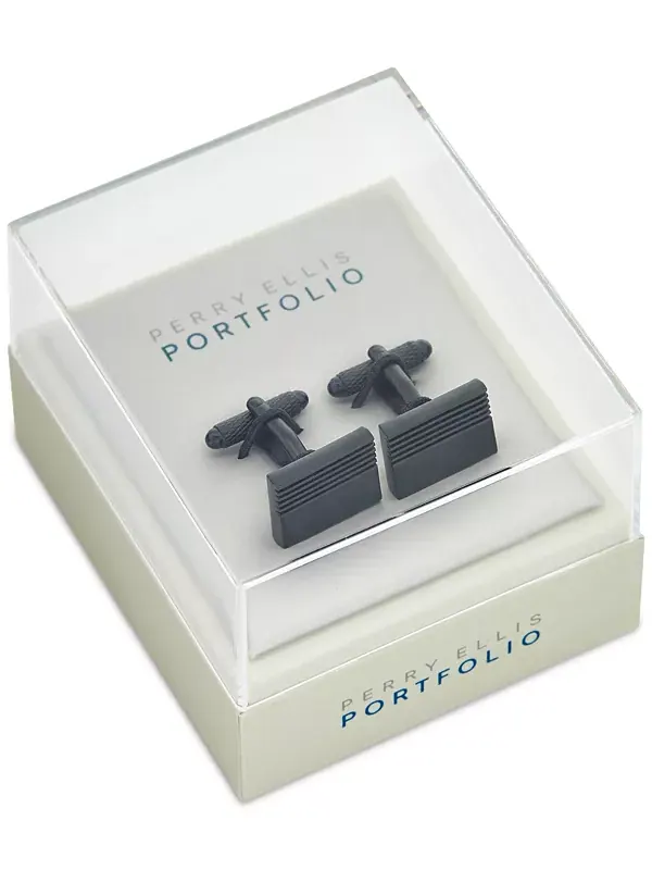Мужские запонки из оружейной стали Perry Ellis Portfolio — изображение 2 из 2, оттенок черный