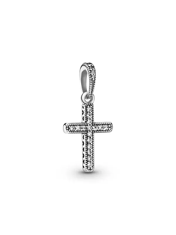 Подвеска-Крест из сверкающего кубического циркония Pandora — изображение 1 из 2, оттенок серебряный