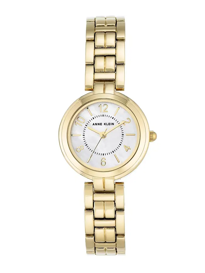 Женские золотистые часы-браслет с цепочкой 28 мм Anne Klein