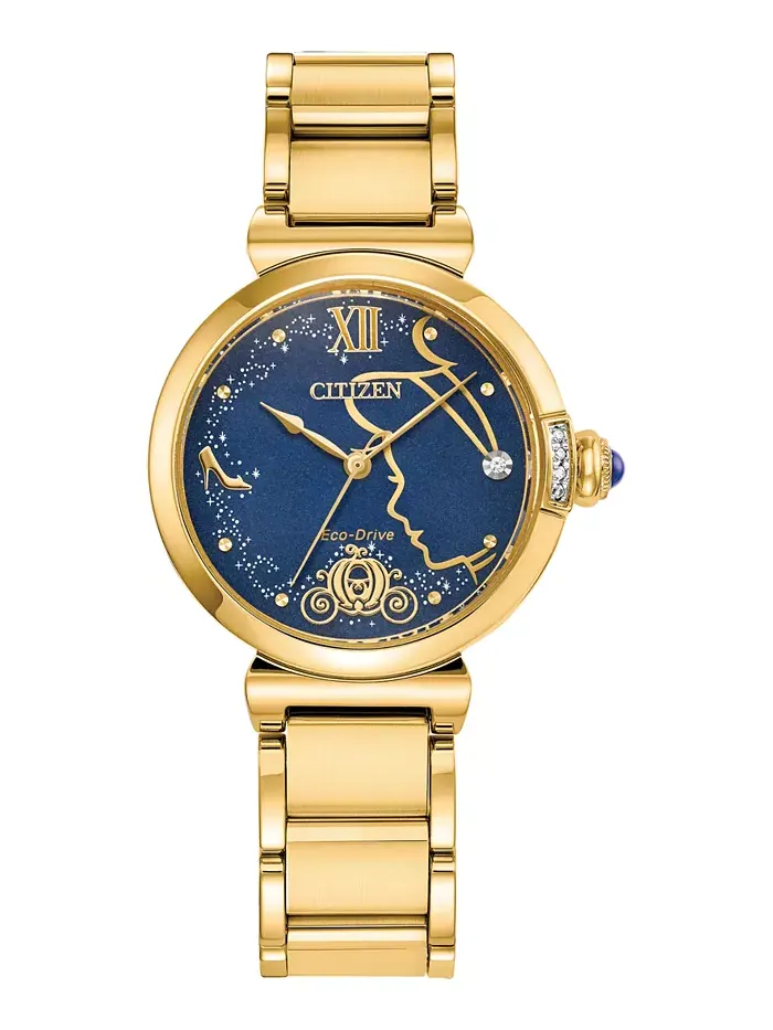 Женские часы Eco-Drive Princess Cinderella с бриллиантовыми вставками — изображение 1 из 6, оттенок золотистый