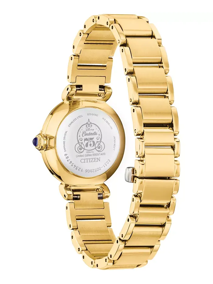 Женские часы Eco-Drive Princess Cinderella с бриллиантовыми вставками — изображение 3 из 6, оттенок золотистый