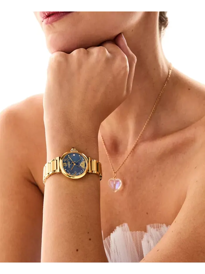 Женские часы Eco-Drive Princess Cinderella с бриллиантовыми вставками — изображение 4 из 6, оттенок золотистый