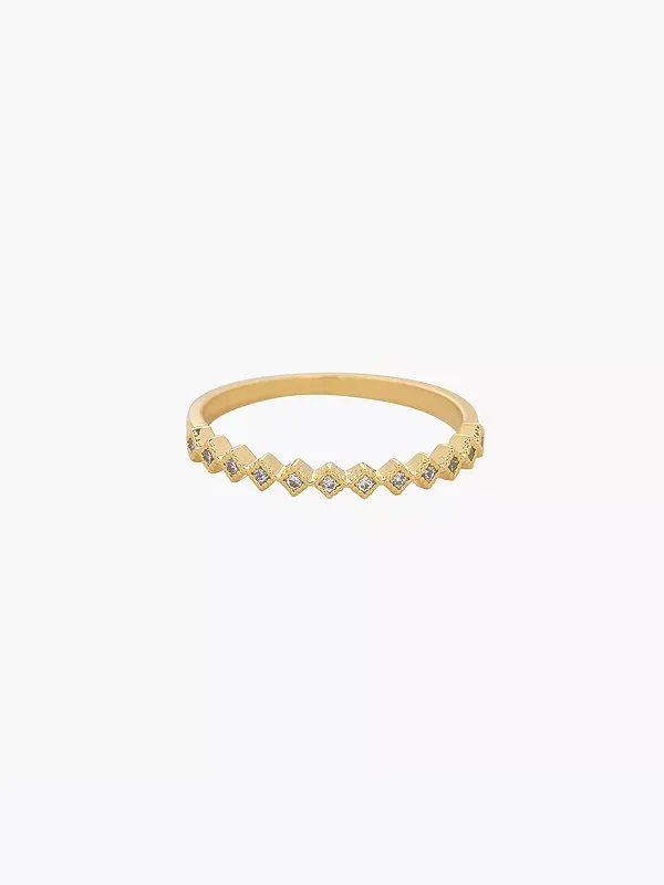 Тонкое кольцо с кристаллами, минималистичное, изящное, составное Bearfruit Jewelry — изображение 1 из 4, оттенок золото