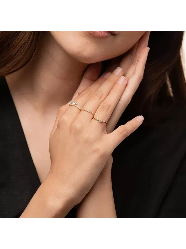 Тонкое кольцо с кристаллами, минималистичное, изящное, составное Bearfruit Jewelry — изображение 3 из 4, оттенок золото