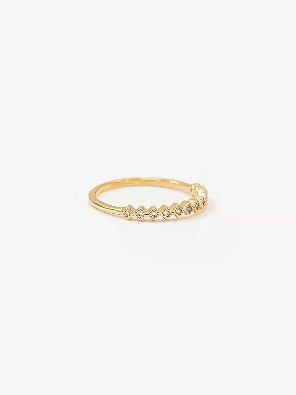 Тонкое кольцо с кристаллами, минималистичное, изящное, составное Bearfruit Jewelry — изображение 4 из 4, оттенок золото
