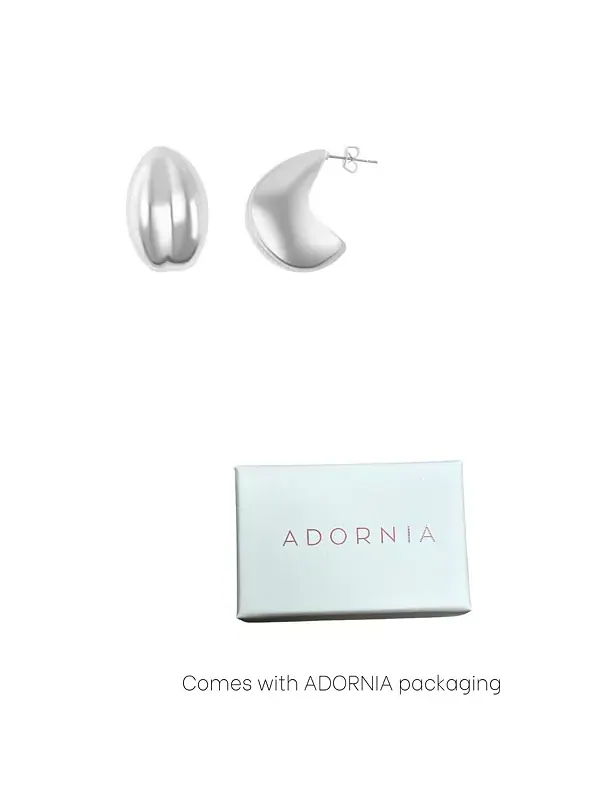 Серебряные серьги-кольца Adornia — изображение 2 из 4, оттенок серебряный