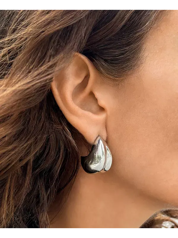 Серебряные серьги-кольца Adornia — изображение 4 из 4, оттенок серебряный