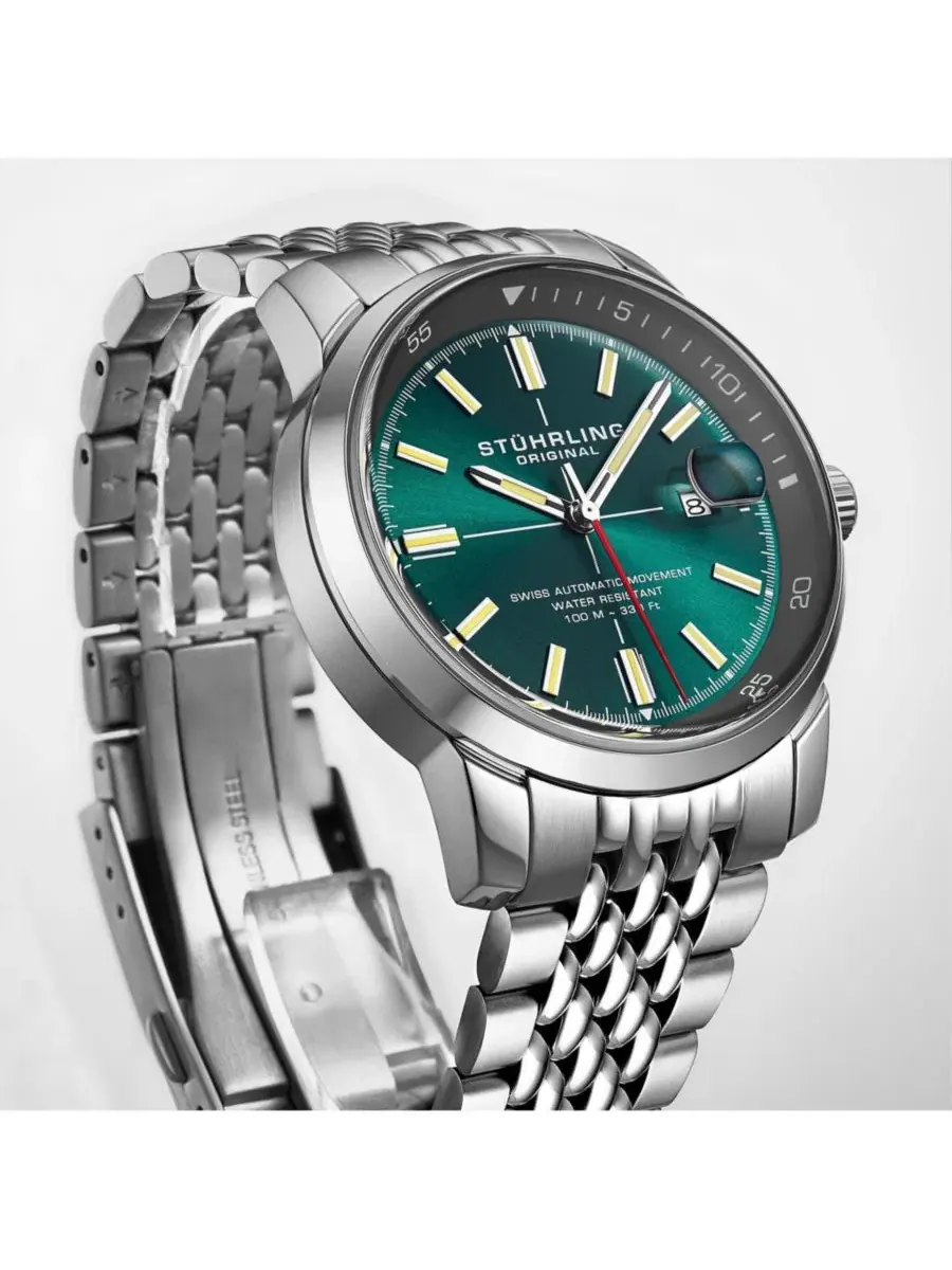 Мужские автоматические часы Trackmaster 1026, браслет из нержавеющей стали 42 мм Stuhrling — изображение 4 из 4