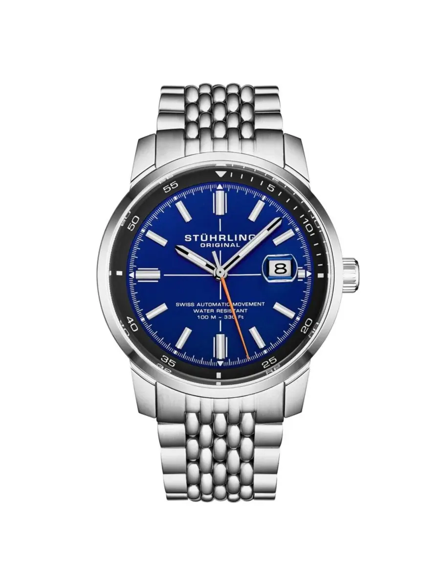 Мужские автоматические часы Trackmaster 1026, браслет из нержавеющей стали 42 мм Stuhrling — изображение 1 из 5