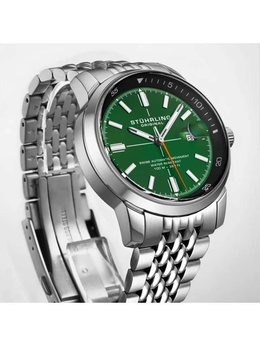 Мужские автоматические часы Trackmaster 1026, браслет из нержавеющей стали 42 мм Stuhrling — изображение 2 из 5