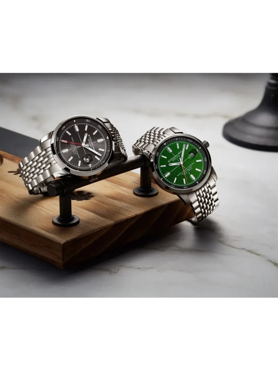 Мужские автоматические часы Trackmaster 1026, браслет из нержавеющей стали 42 мм Stuhrling — изображение 3 из 5