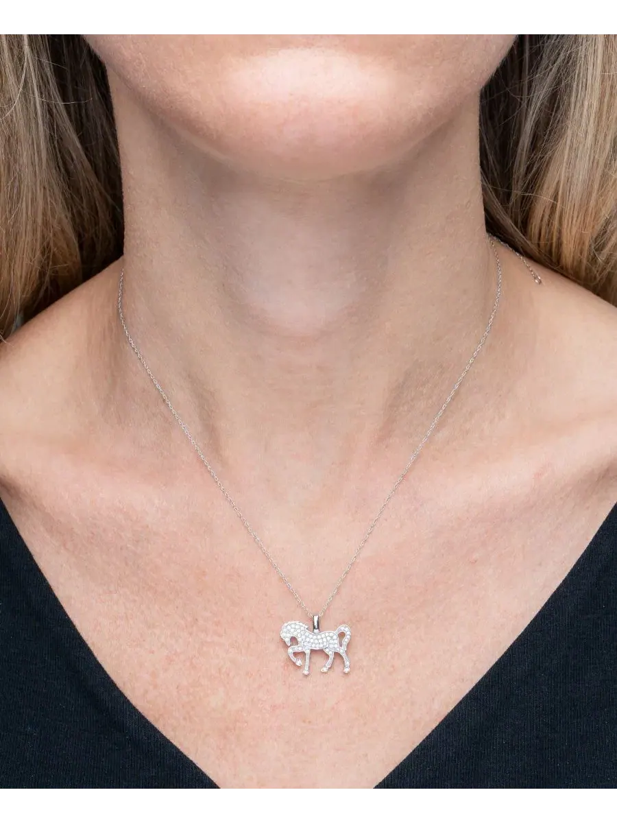 Подвеска-кулон с бриллиантом в виде лошади, 1/4 ct. t.w. — изображение 2 из 4, оттенок золотистый