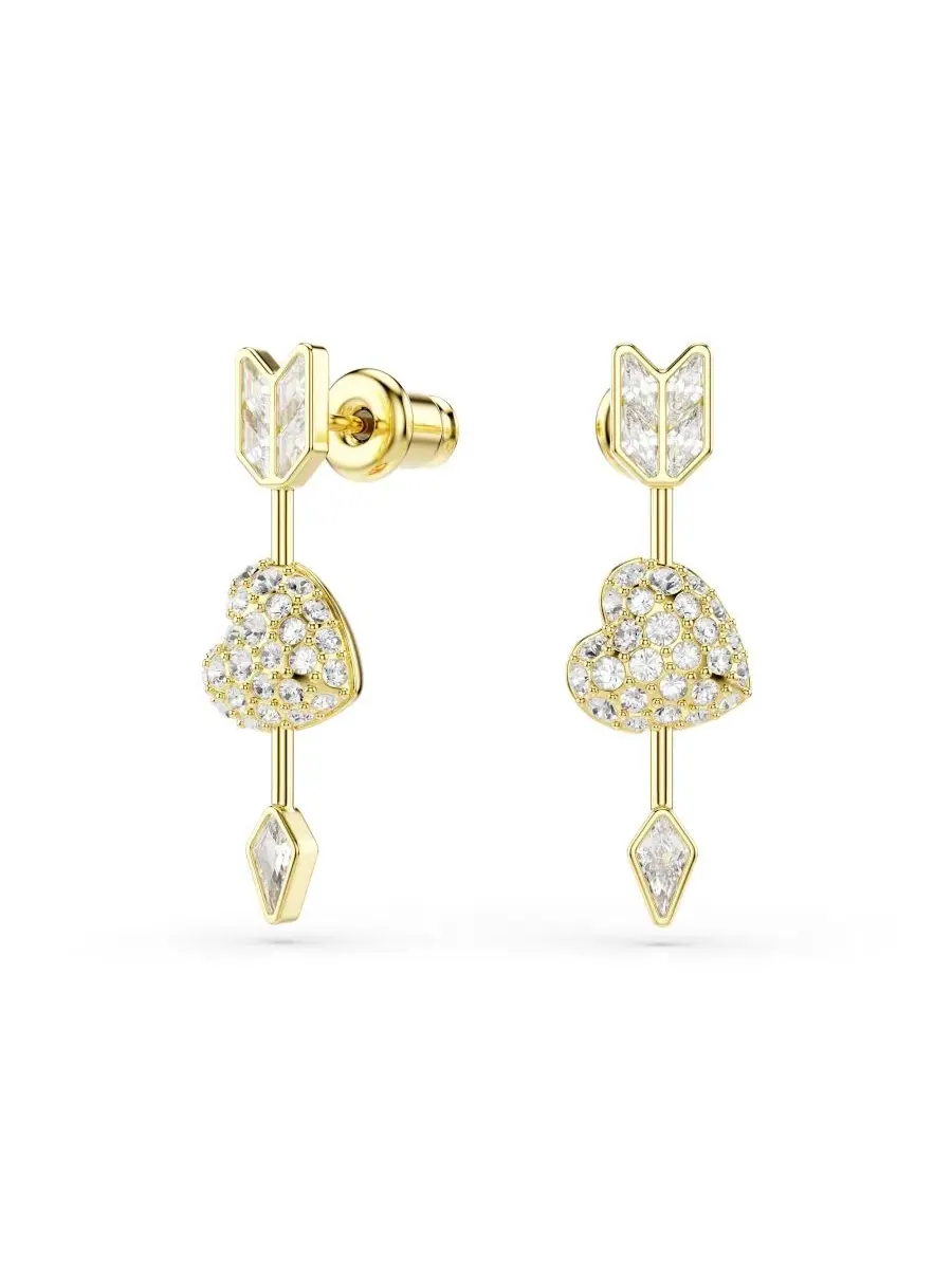Серьги-подвески Idyllia Heart with Arrow Swarovski — изображение 2 из 8, оттенок белый