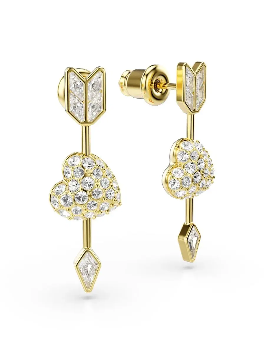 Серьги-подвески Idyllia Heart with Arrow Swarovski — изображение 3 из 8, оттенок белый