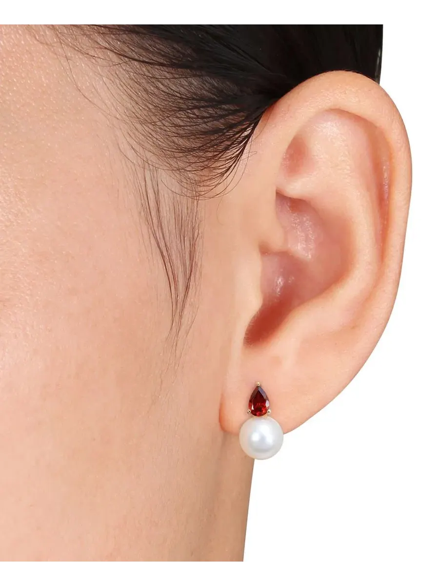 Колье с кулоном и серьги-пусеты с жемчугом и камнем-талисманом Cultured Freshwater Pearl (8-1/2mm) — изображение 3 из 5