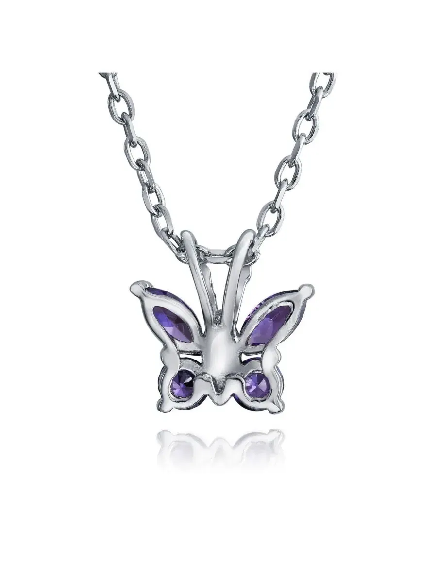 Кулон-бабочка с фианитами, родированное серебро Bling Jewelry — изображение 3 из 4, оттенок фиолетовый