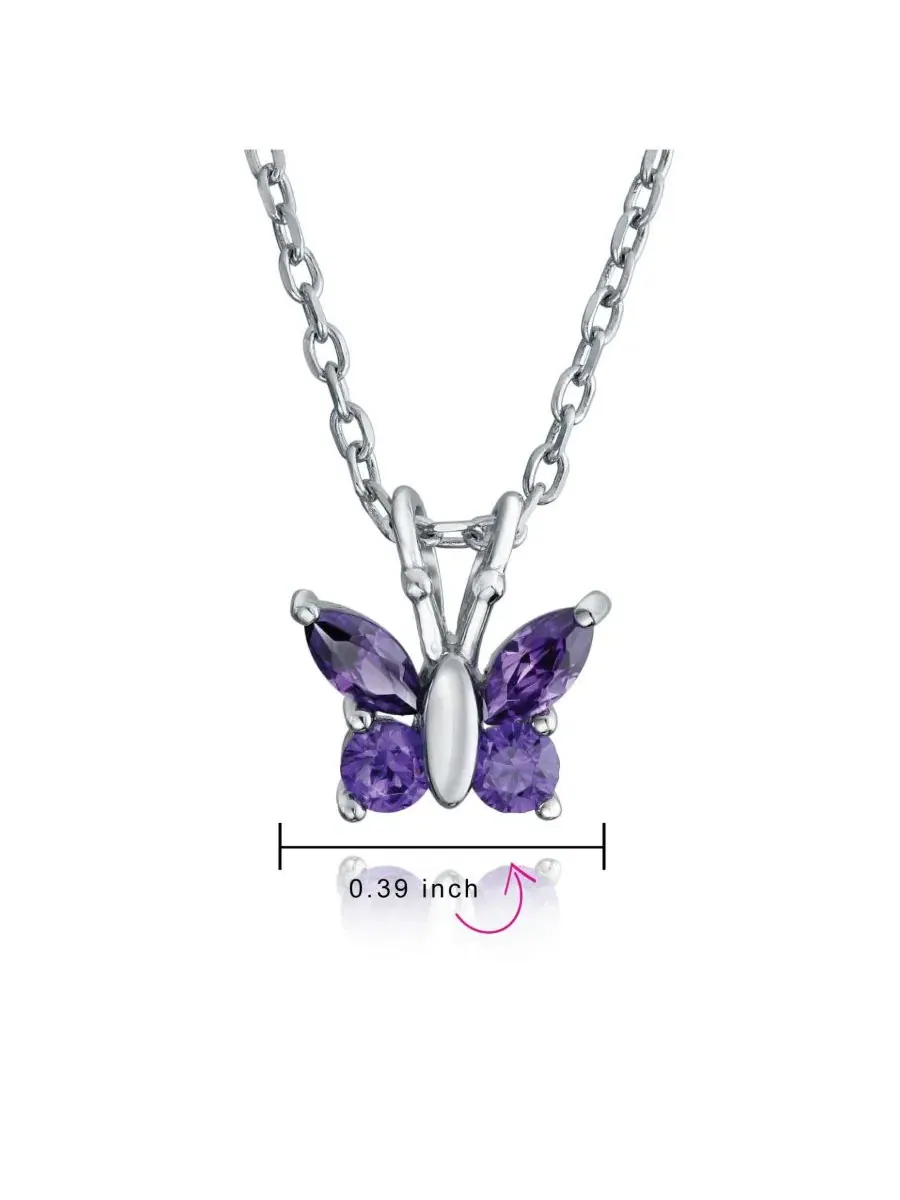 Кулон-бабочка с фианитами, родированное серебро Bling Jewelry — изображение 4 из 4, оттенок фиолетовый