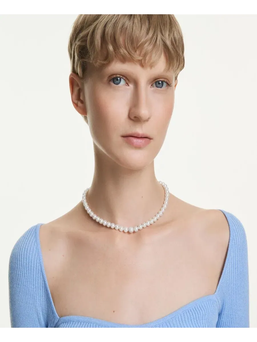Колье с кристаллами Swarovski, Rhodium-Plated Matrix Swarovski — изображение 6 из 7, оттенок белый