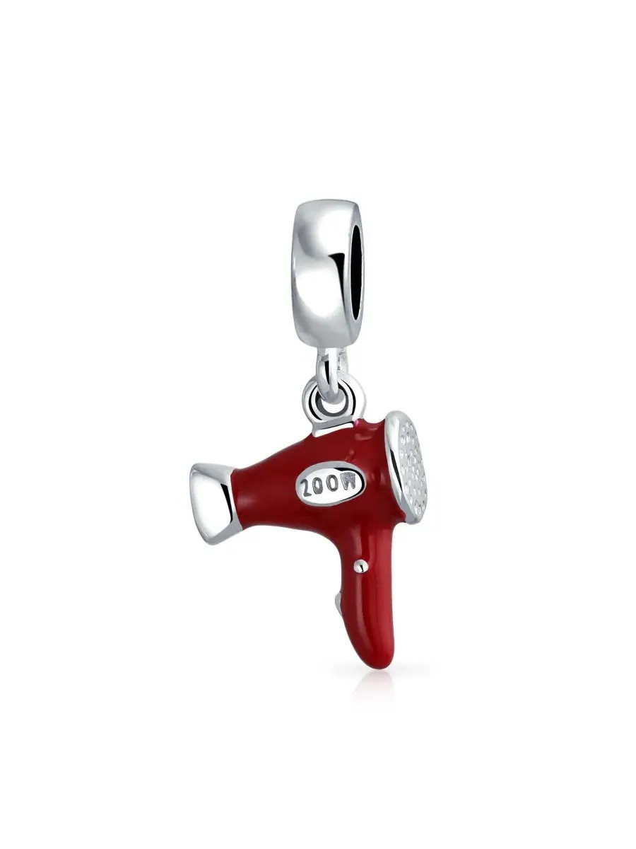 Подвеска-шарм в виде фена для стилистов, эмалированная, для браслета Bling Jewelry — изображение 1 из 3, оттенок красный