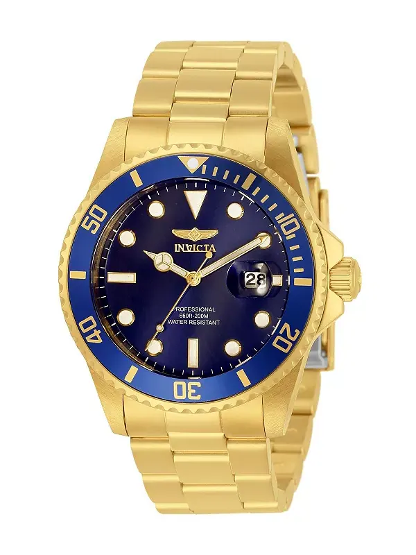 Мужские кварцевые часы Pro Diver 33270 с тремя стрелками и синим циферблатом Invicta