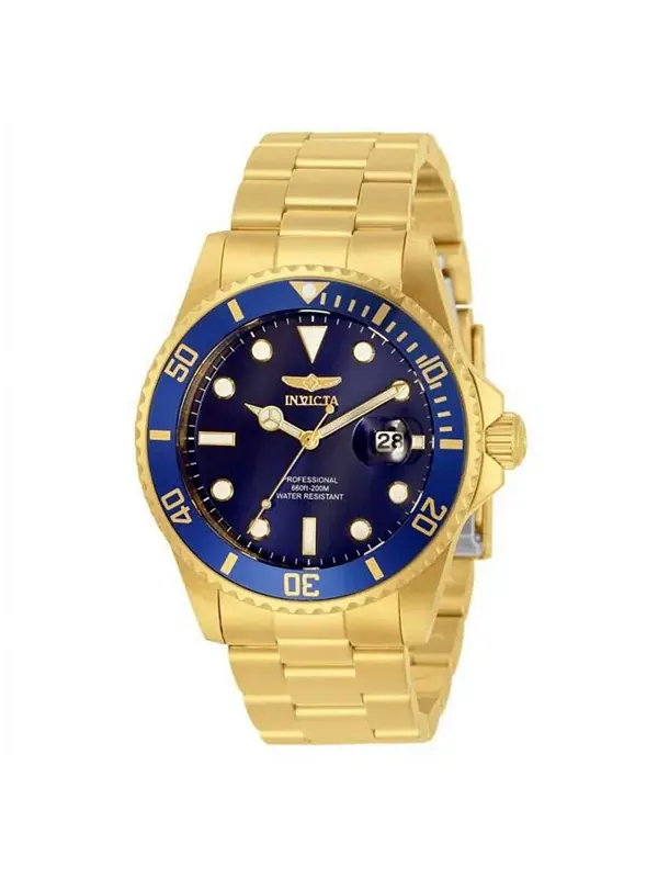 Мужские кварцевые часы Pro Diver 33270 с тремя стрелками и синим циферблатом Invicta — изображение 2 из 3, оттенок золото