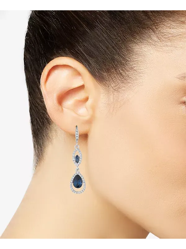 Двойные серьги с паве и цветными кристаллами Givenchy — изображение 2 из 2, оттенок темно-синий
