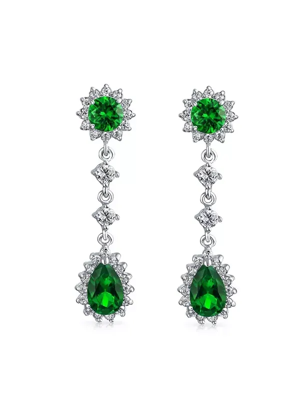 Серьги-Клипсы в форме капли с паве, короной-ореолом из кубического циркония, без проколов Bling — изображение 2 из 4