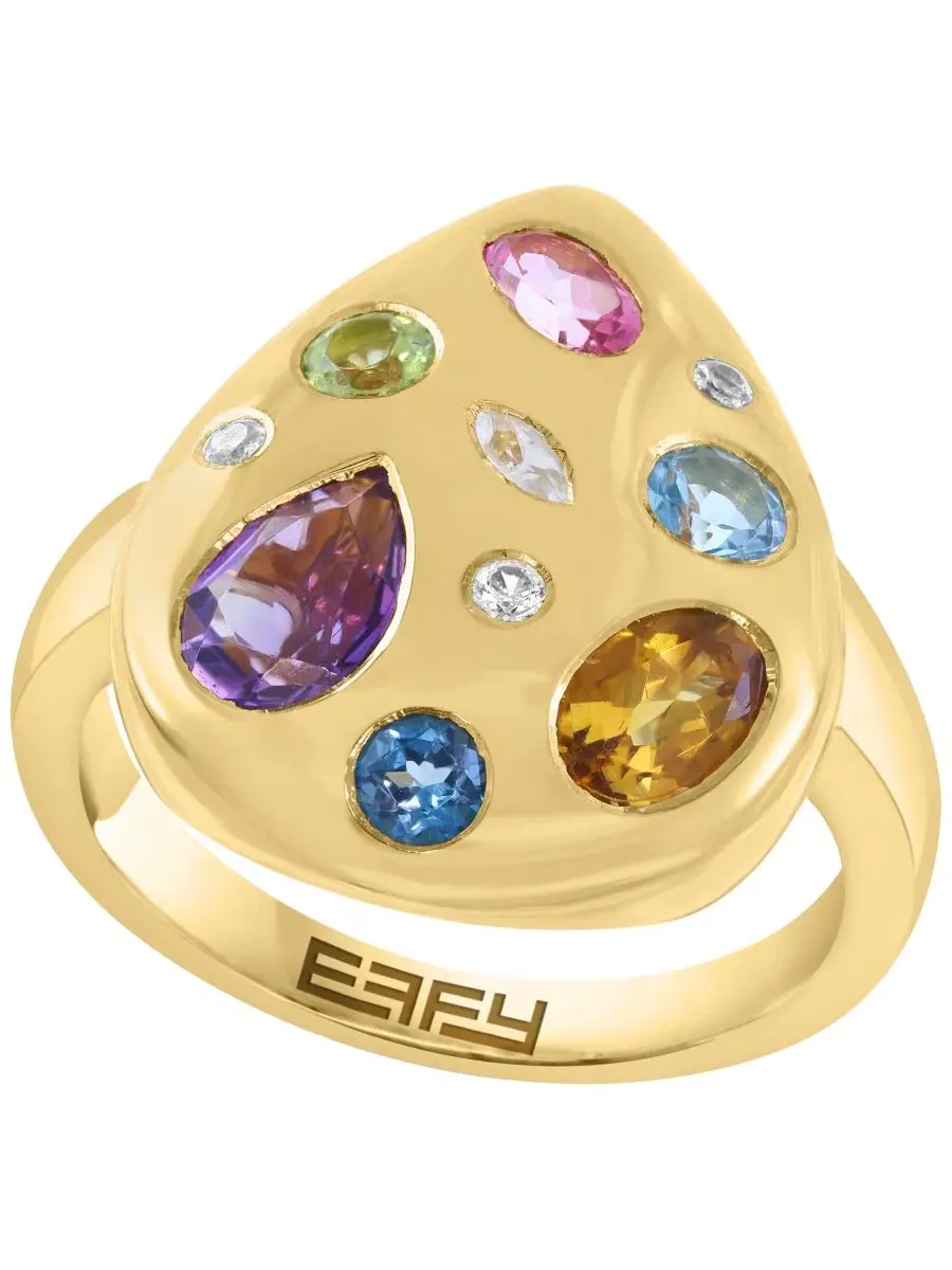 Кольцо с разноцветными драгоценными камнями EFFY Collection — изображение 1 из 4, оттенок желтый