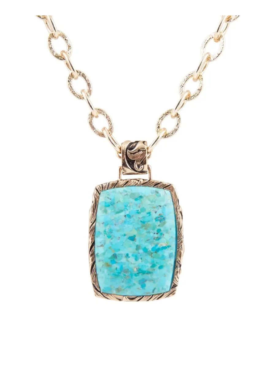 Кулон-подвеска с бирюзой и бронзой Jacquard Blue Turquoise Golden Barse — голубой