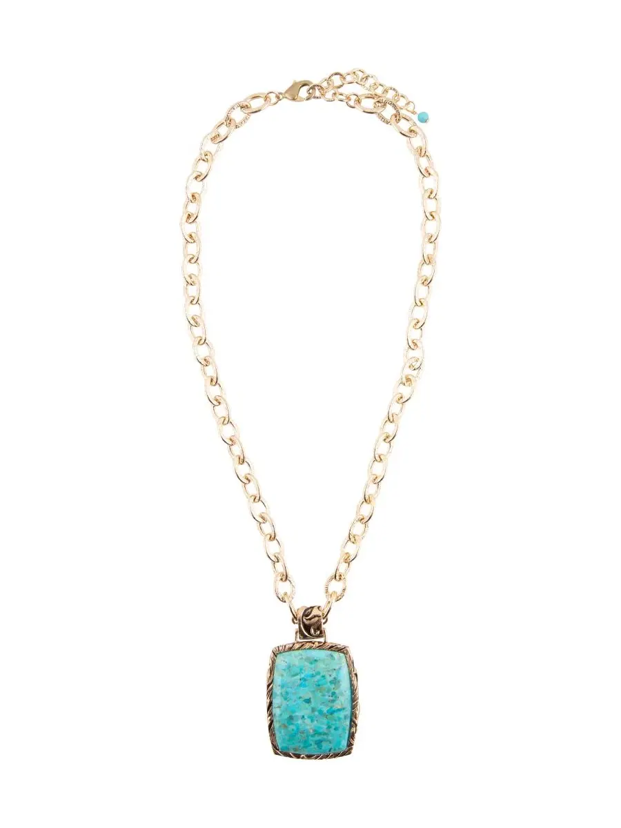 Кулон-подвеска с бирюзой и бронзой Jacquard Blue Turquoise Golden Barse — изображение 2 из 4, оттенок бирюзовый