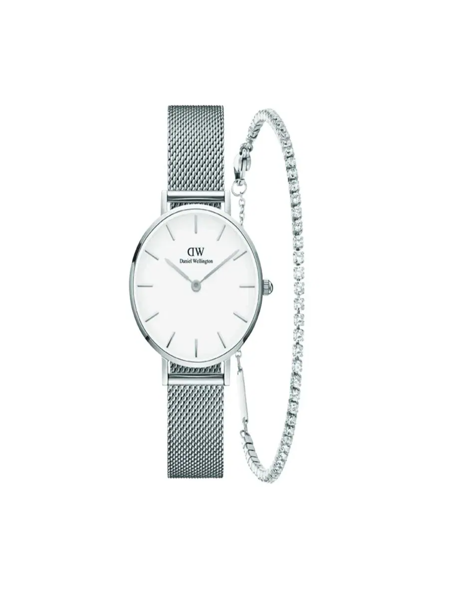 Комплект из женских часов и браслета Daniel Wellington — серебристый