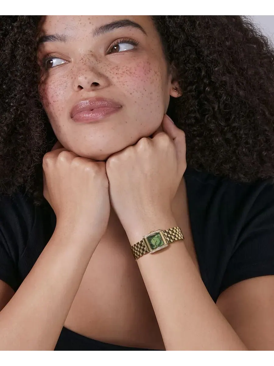 Женские часы Berkley с браслетом из стали с золотистым покрытием, 21 мм Olivia Burton — изображение 6 из 7, оттенок зеленый