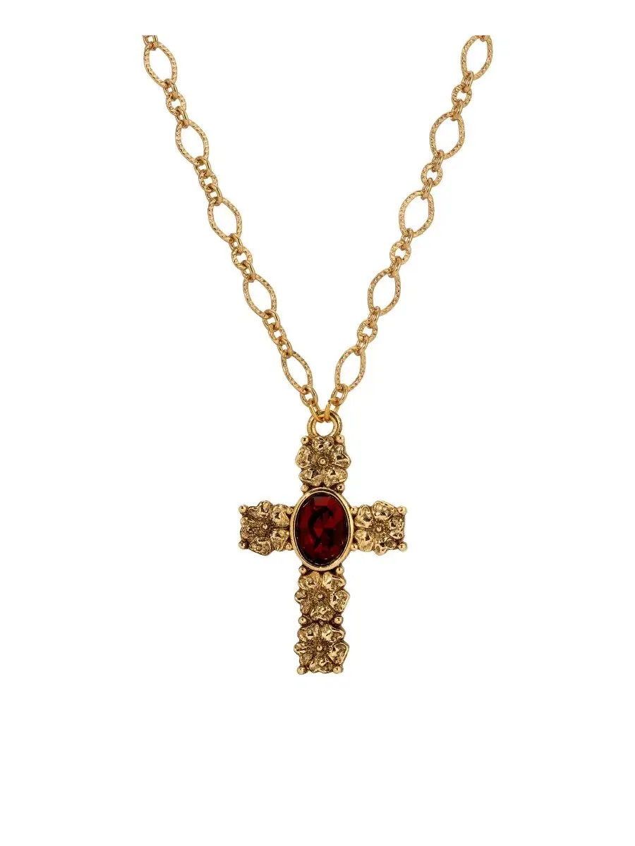 Кулон-крест с гранатовым кристаллом, 71 см Symbols of Faith